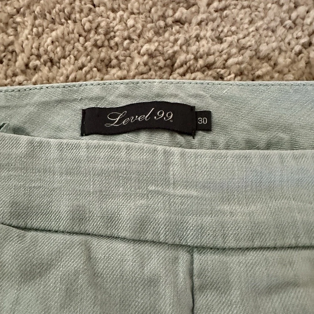 Level 99 Shorts Womens 30 Light Blue‎ Flat Front Linen Blend Side Zip NL1446